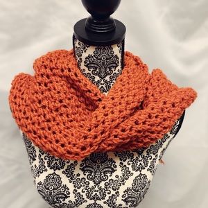 Handmade hand knit scarf - burnt orange